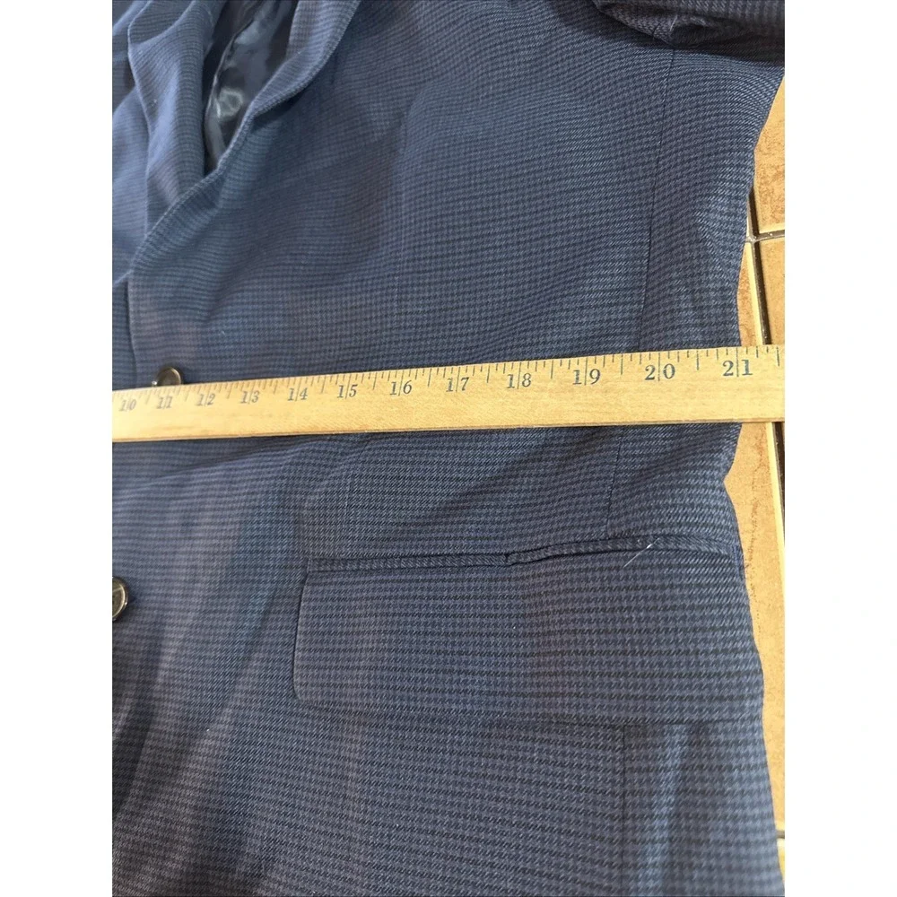 LRL Ralph Lauren Black Label Sport Coat 42R Blazer Jacket Blue Houndstooth Plaid - Picture 10 of 11